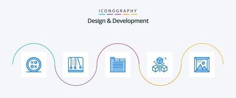 conception et développement pack d'icônes bleu 5, y compris la programmation. développement. jeu vidéo. motif. création de sites web vecteur