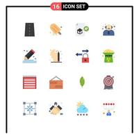 16 signes universels de couleur plate symboles de composition enseignant usa école école pack modifiable d'éléments de conception de vecteur créatif