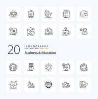 20 pack d'icônes de ligne d'affaires et d'éducation comme un compte de rapport réseau en ligne pour enfants vecteur