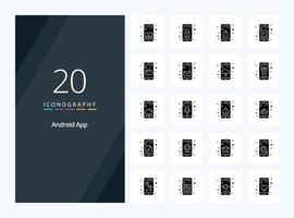 20 icône de glyphe solide d'application android pour la présentation vecteur