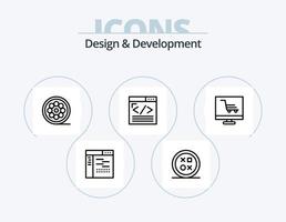 pack d'icônes de ligne de conception et de développement 5 conception d'icônes. programmation. développement. programmation. motif. jeu vidéo vecteur