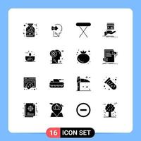 pack de 16 glyphes solides créatifs d'appareils en ligne de bougie shopping boutique éléments de conception vectoriels modifiables vecteur