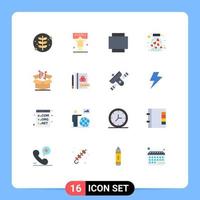 symboles d'icônes universels groupe de 16 couleurs plates modernes de boîte de présentation d'entreprise de marchandises amour pack modifiable d'éléments de conception de vecteur créatif