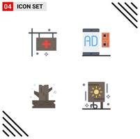 4 interface utilisateur pack d'icônes plates de signes et symboles modernes de soins santé mobile publicité camping éléments de conception vectoriels modifiables vecteur