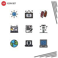 ensemble de 9 symboles d'icônes d'interface utilisateur modernes signes pour médecin ordinateur portable loisirs analyse de croissance éléments de conception vectoriels modifiables vecteur
