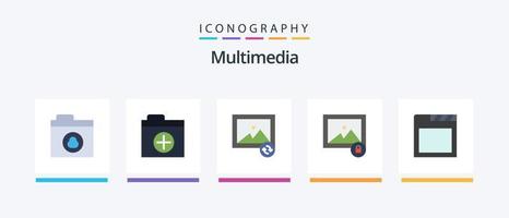 pack d'icônes multimédia plat 5 comprenant. onglets. photo. le navigateur. photo. conception d'icônes créatives vecteur