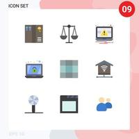 interface mobile couleur plate ensemble de 9 pictogrammes d'alerte internet hochet bébé grille de sécurité éléments de conception vectoriels modifiables vecteur