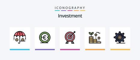ligne d'investissement remplie de 5 packs d'icônes, y compris l'investissement. de l'argent. banque. investissement. finance. conception d'icônes créatives vecteur