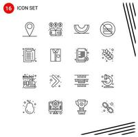 pack de 16 contours créatifs d'éléments de conception vectoriels modifiables de melon de hamburgers en ligne non rapides vecteur