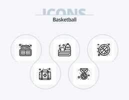 pack d'icônes de ligne de basket-ball 5 conception d'icônes. . association. Gym. basketball. identifiant vecteur