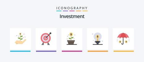 pack d'icônes d'investissement plat 5, y compris l'assurance. investissement. croissance. investir. Entreprise. conception d'icônes créatives vecteur
