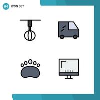 pack d'icônes vectorielles stock de 4 signes et symboles de ligne pour les appareils empreinte maison véhicules appareils éléments de conception vectoriels modifiables vecteur