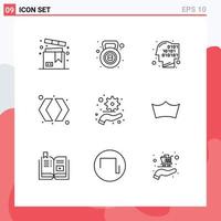 aperçu de l'interface mobile ensemble de 9 pictogrammes de contrôle gauche fitness switch reconnaissance éléments de conception vectoriels modifiables vecteur