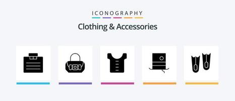 vêtements et accessoires pack d'icônes glyphe 5 comprenant. palmes. vêtements. plongée. branché. conception d'icônes créatives vecteur