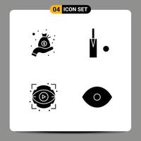 4 icônes créatives signes et symboles modernes de la vue en espèces souches de sac oeil éléments de conception vectoriels modifiables vecteur