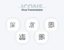 pack d'icônes de ligne de transmission de virus 5 conception d'icônes. Médicament. interface épidémie. un verre. analyser les virus vecteur