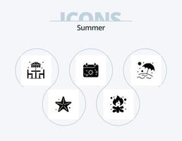 pack d'icônes de glyphe d'été 5 conception d'icônes. plage. Date. Feu. calandre. meubles vecteur