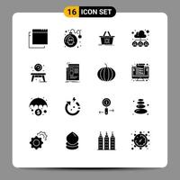 16 interface utilisateur pack de glyphes solides de signes et symboles modernes de table home panier utilisateur personnes éléments de conception vectoriels modifiables vecteur