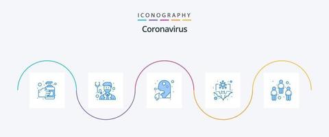 pack d'icônes bleu coronavirus 5, y compris le coronavirus. grippe. vomir. coronavirus. chauve souris vecteur