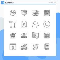 16 ensemble de contours d'interface utilisateur de signes et symboles modernes de panneau de vente de voiture de finition éléments de conception vectoriels modifiables vecteur