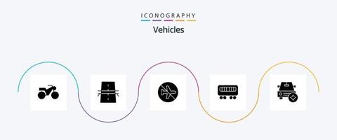 pack d'icônes glyphe 5 de véhicules comprenant une étoile. auto. désactivé. former. passager vecteur