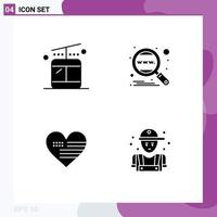 4 icônes créatives signes et symboles modernes de gondole amour analyse recherche drapeau éléments de conception vectoriels modifiables vecteur