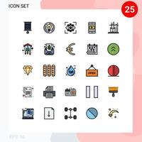 ensemble de 25 symboles d'icônes d'interface utilisateur modernes signes pour l'application d'idée mobile vidéo vue éléments de conception vectoriels modifiables vecteur