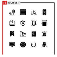 16 icônes créatives signes et symboles modernes des éléments de conception vectoriels modifiables du personnel du panier web de l'appareil d'achat vecteur