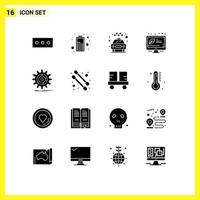 16 icônes créatives signes et symboles modernes du service de gestion du progrès données énergie éléments de conception vectoriels modifiables vecteur