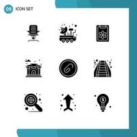 9 ensemble de glyphes solides universels pour les applications web et mobiles vecteur