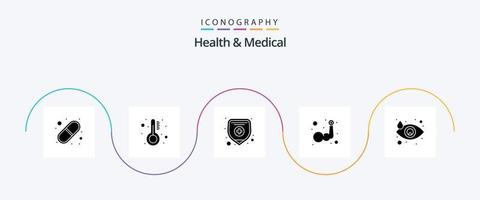 pack d'icônes de santé et de glyphe médical 5, y compris les yeux. pleurs. assurance santé. la musculation. main vecteur