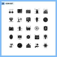 ensemble de 25 symboles d'icônes d'interface utilisateur modernes signes pour bijoux nourriture musique pancake room éléments de conception vectoriels modifiables vecteur