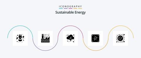 pack d'icônes de glyphe d'énergie durable 5 comprenant de l'eau. affaissement. électricité. Puissance. électricité vecteur