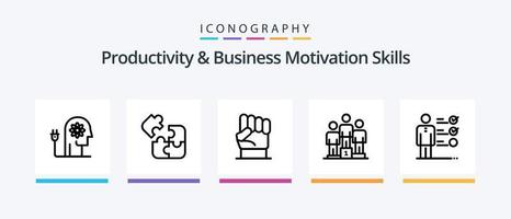 pack d'icônes ligne 5 de compétences de productivité et de motivation commerciale, y compris le drapeau. atteindre. vers l'avant. réalisé. atteindre. conception d'icônes créatives vecteur