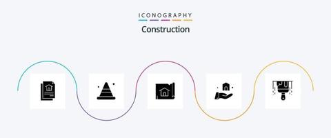 pack d'icônes de glyphe de construction 5 comprenant. construction. construction. brosse. construire vecteur