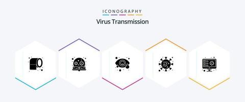 transmission de virus pack d'icônes de 25 glyphes, y compris le dépistage. vie. conjonctivite. virus. virus vecteur