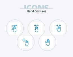 gestes de la main pack d'icônes bleues 5 conception d'icônes. main. geste. main. quatre doigts. droite vecteur