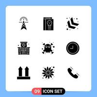 9 concept de glyphe solide pour sites Web mobiles et applications dangereux hôpital médical halloween en bas à gauche éléments de conception vectoriels modifiables vecteur