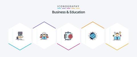 pack d'icônes de 25 lignes remplies pour les affaires et l'éducation, y compris le référencement. monde. groupe. réalisation. analytique vecteur