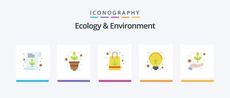 pack d'icônes plat 5 pour l'écologie et l'environnement, y compris le gardien. environnement. biologique. lumière. vert. conception d'icônes créatives vecteur