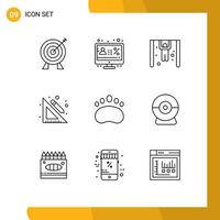 contour de l'interface mobile ensemble de 9 pictogrammes d'éducation crayon pourcentage éducation scolaire éléments de conception vectoriels modifiables vecteur