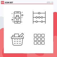 pack de lignes vectorielles modifiables de 4 couleurs plates remplies simples d'éléments de conception vectorielles modifiables vecteur