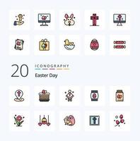 20 pack d'icônes de couleur rempli de ligne de pâques comme prédicateur de bouteille chrétienne de pâques fleur vecteur