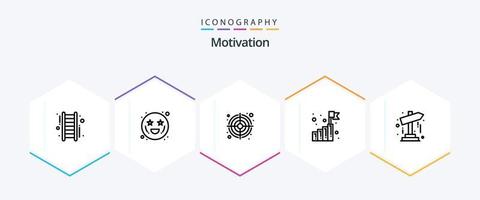 Pack d'icônes de 25 lignes de motivation, y compris le pointeur. direction. oeil de boeuf. objectif de réussite. croissance vecteur