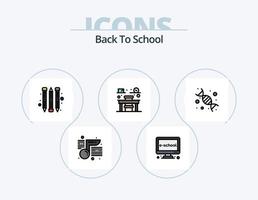 pack d'icônes remplies de ligne de retour à l'école 5 conception d'icônes. La peinture. dessin. écrivez. Couleur. séminaire vecteur