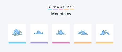 pack d'icônes de 5 montagnes bleues, y compris la nature. colline. la nature. Soleil. colline. conception d'icônes créatives vecteur