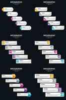 vecteur 6 infographie pack présentation modèle de diapositive 5 étapes cycle diagrammes et chronologies