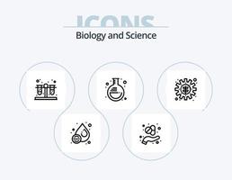 pack d'icônes de ligne de biologie 5 conception d'icônes. croissance. décoratif. la science. bouteille. liquide vecteur