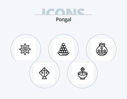 pack d'icônes de ligne pongal 5 conception d'icônes. sable. arbre. équipement. srilankais. Indien vecteur