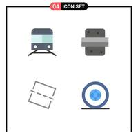 ensemble moderne de 4 pictogrammes d'icônes plates d'éléments de conception vectorielle modifiables de photo de hamburger de transport de nourriture de métro vecteur